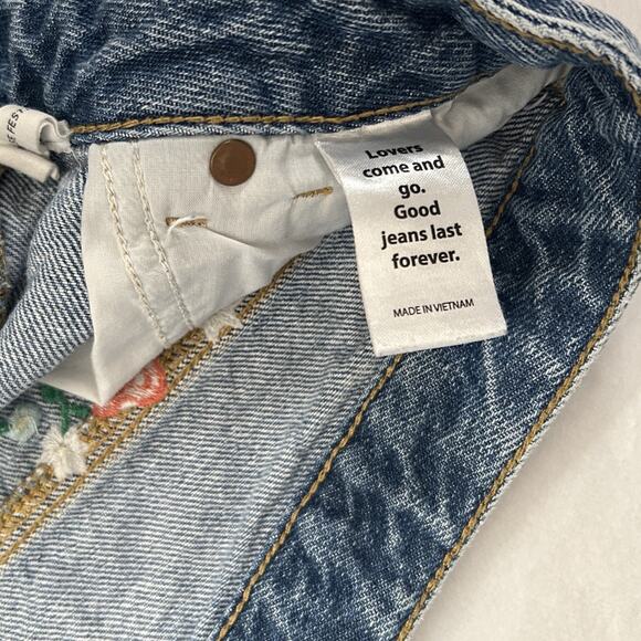 Pacsun Mushroom Embroidered Festival High Rise Distressed Shorts Goblincore - Picture 7 of 11